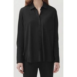 Cuyana Pima Cotton Modal Black Long Sleeve Button Down Shirt Size Medium
